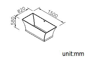 Bathtub (Artificial Stone) 1480*670*580mm thumbnail 2