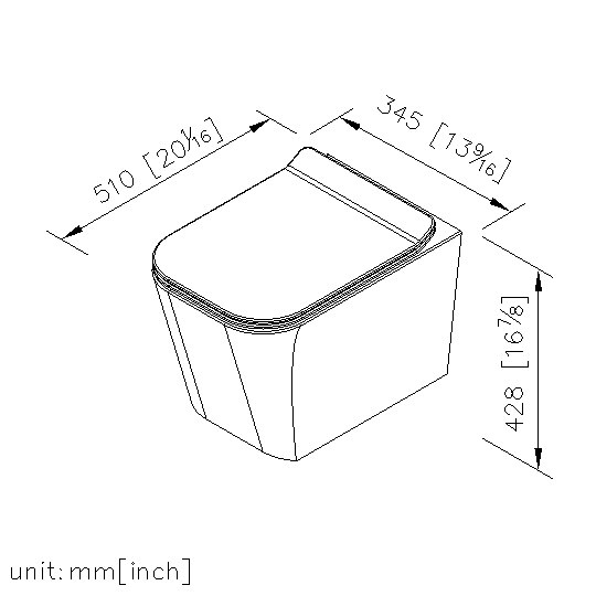 Wall-Hung Toilet W/Toilet Seat & Cover thumbnail 2