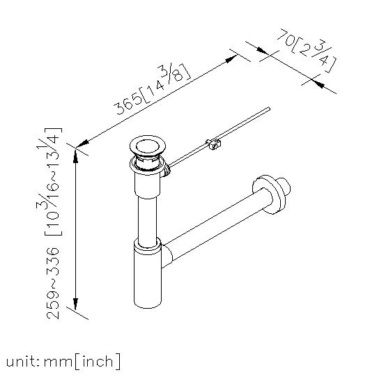Pop-Up Drain W/ Tail Tube & Overflow & T-Trap thumbnail 2