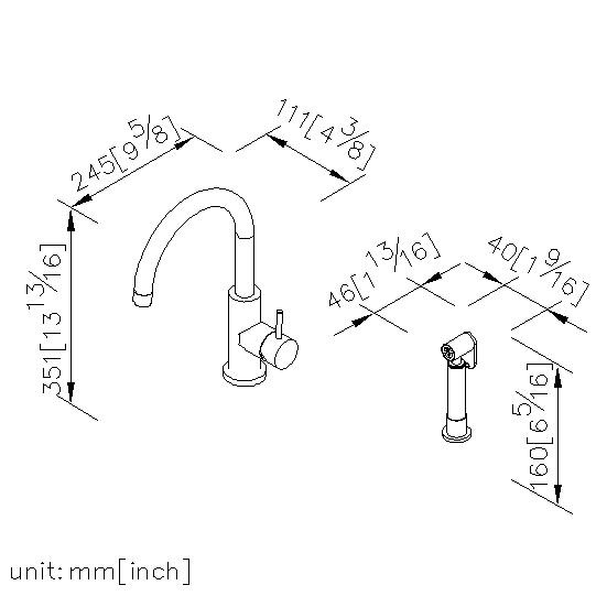Kitchen Faucet W/Sprayer (Stainless Steel) thumbnail 2