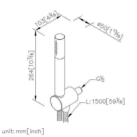 Hand Shower W/Wall Bracket & Supply Elbow & Hose & Nipple thumbnail 2