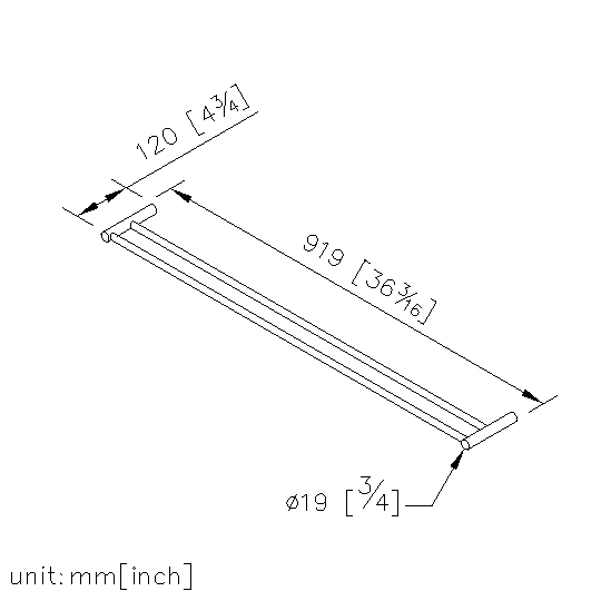Double Towel Bar (900mm) (Stainless Steel) thumbnail 2