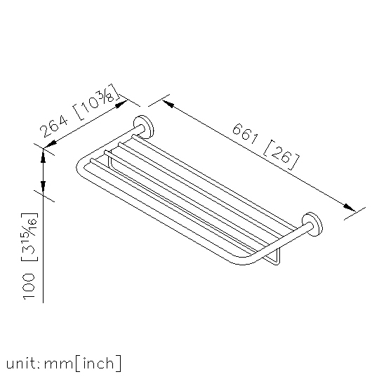Bath Towel Rack W/Rail (600mm) thumbnail 2