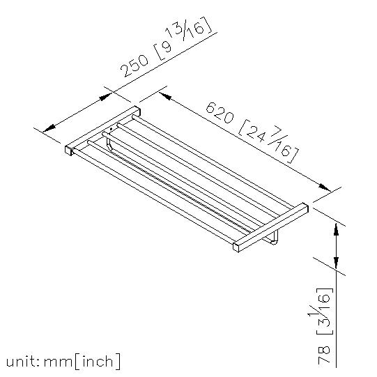 Bath Towel Rack W/Rail (600mm) thumbnail 2