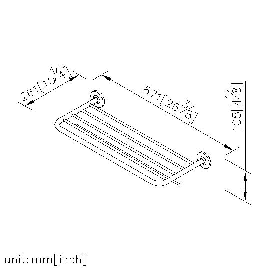 Bath Towel Rack W/Rail (600mm) thumbnail 2