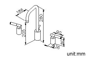 Two-Handle Widespread Basin Faucet W/Lift Rod thumbnail 2