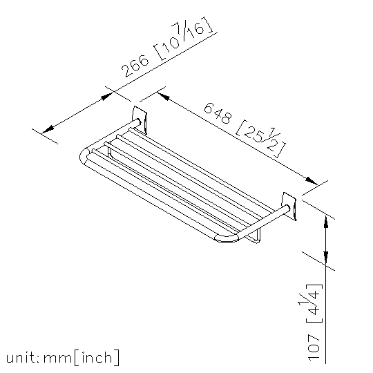 Bath Towel Rack W/Rail (600mm) thumbnail 2