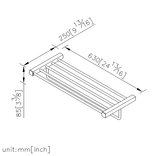 Bath Towel Rack With Rail (600mm) thumbnail 2