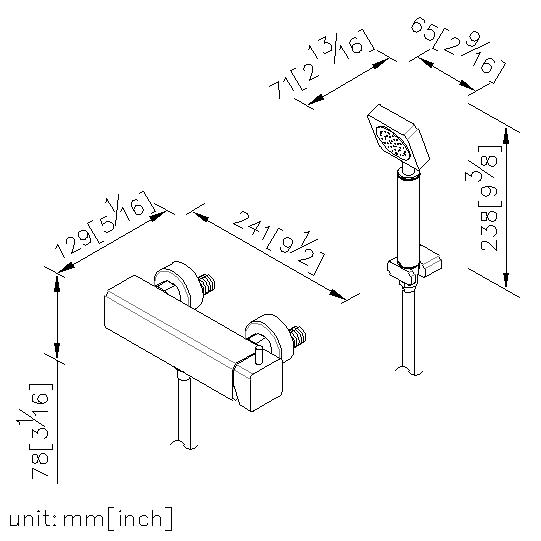 Shower Mixer W/Hand Shower & Hose & Wall Bracket thumbnail 2