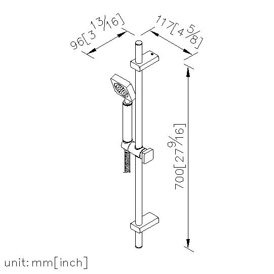 Slide Bar Set W/Hand Shower & Hose thumbnail 2