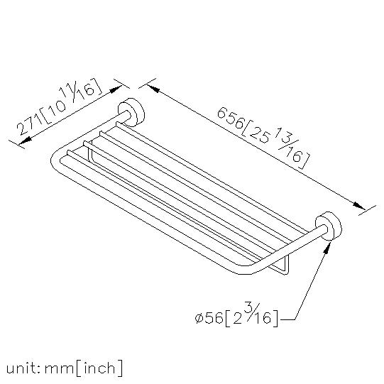 Bath Towel Rack W/Rail (600mm) thumbnail 2