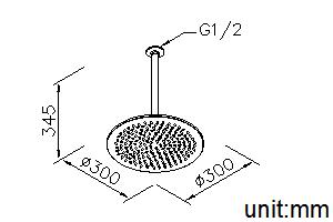 Ceiling-Mounted Showerhead 300MM thumbnail 2