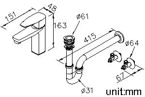 Basin Faucet W/Pop-Up & Tail Tube & Angle Stops thumbnail 2