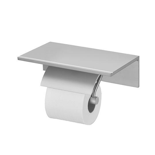 Single Toilet Tissue Holder W/Shelf (Aluminum W/Black Coating)
