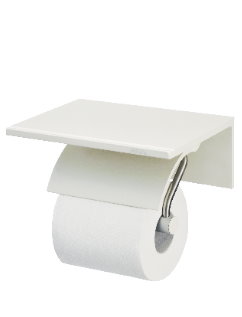 Single Toilet Tissue Holder W/Shelf (Aluminum W/Ivory Coating)