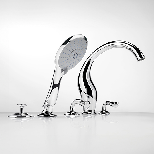 Two-Handle Bathtub Faucet W/Diverter & Hand Shower thumbnail 4