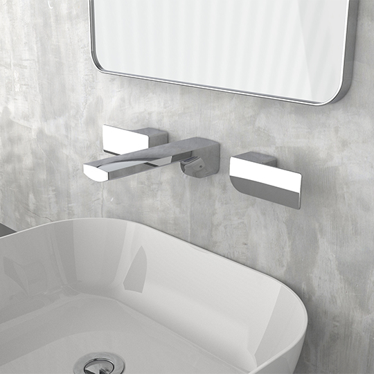 Two-Handle Wall-Mounted Basin Faucet (Lead-Free Brass) thumbnail 3